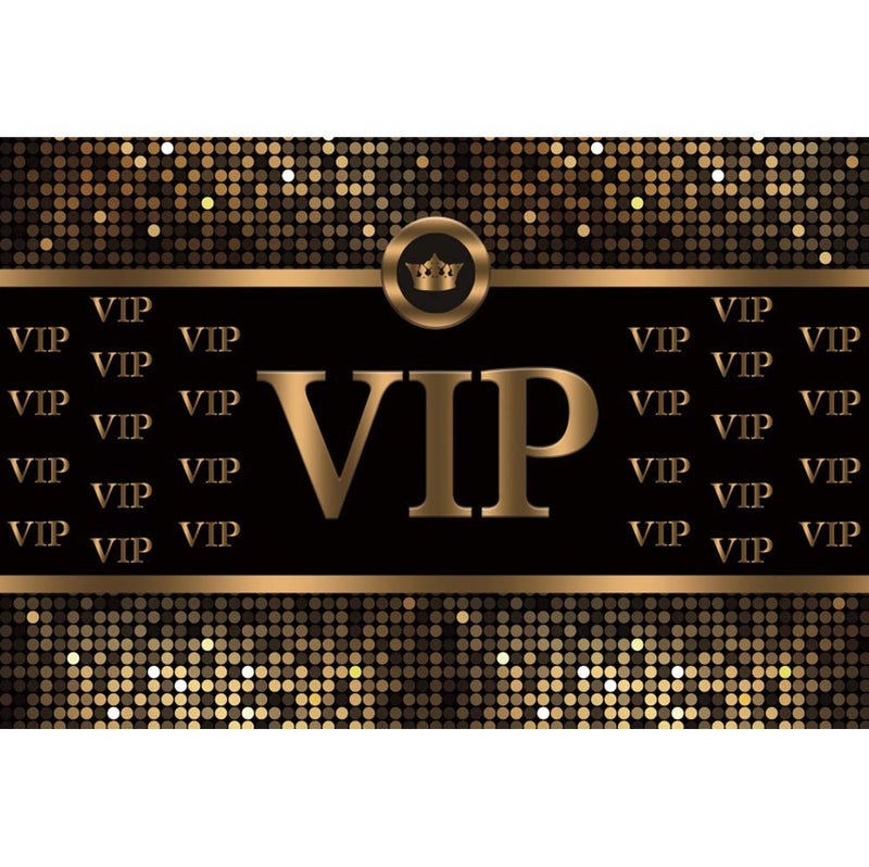 Yeele 10x8ft VIP Photography Backdrop Crown Black Gold Baby Shower Graduation Birthday Party Banner Photo Studio Backgrounds for Pictures - Image 1